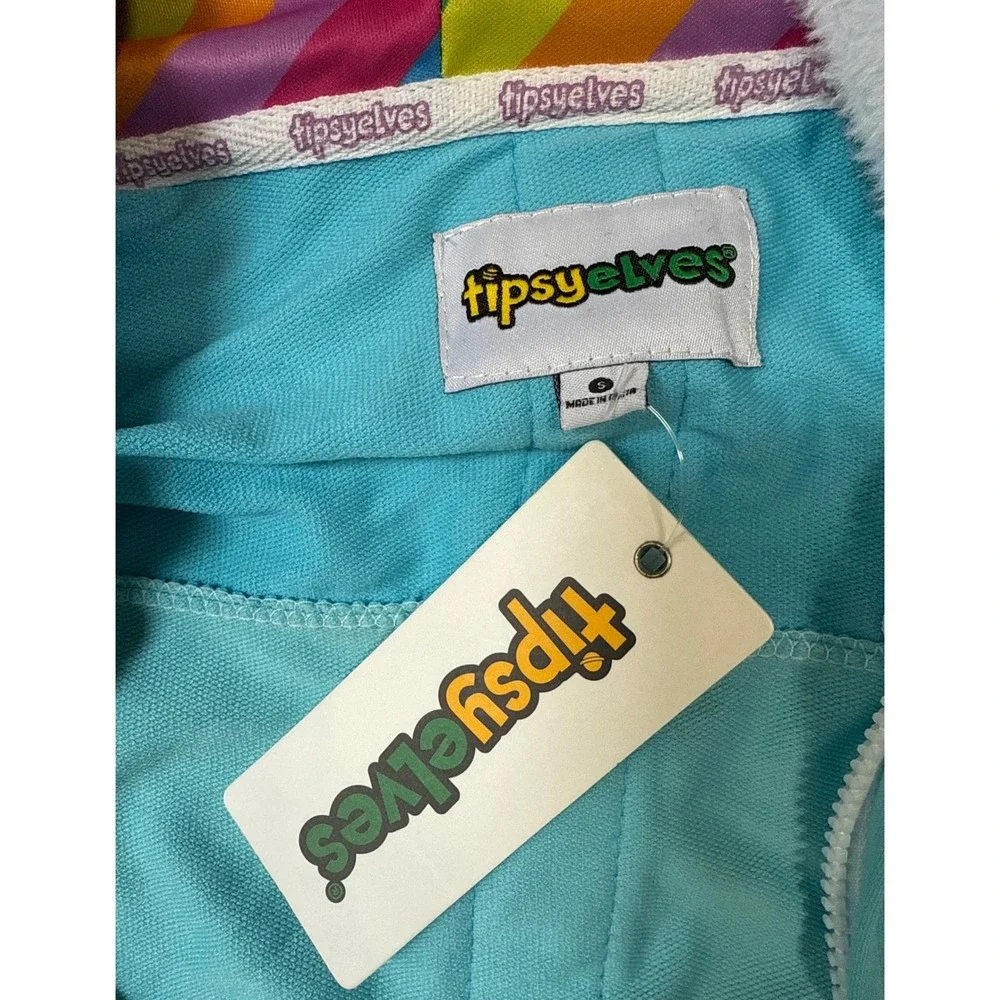 NWT Tipsy Elves Rainbow Unicorn One Piece Small Unisex Hoodie Pockets *READ* - Picture 3 of 7